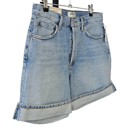 AGOLDE Dame Shorts, High Rise, Baggy Cuff, Denim, Cotton, Button Fly, Tension,27 - Picture 11 of 12